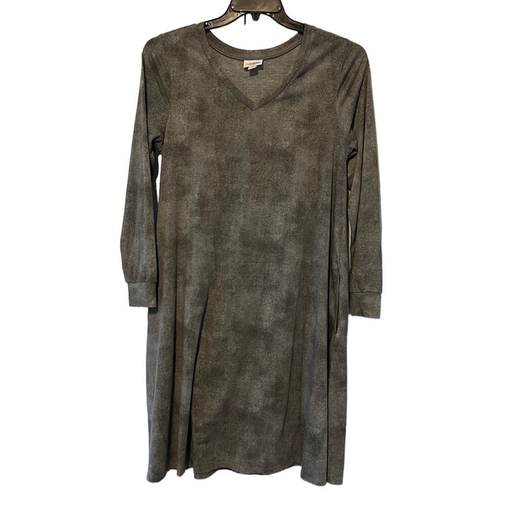 LuLaRoe Gray & Black Long Sleeve Swing Dress